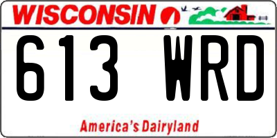 WI license plate 613WRD