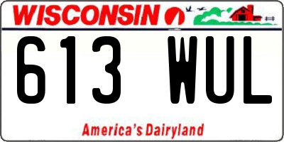 WI license plate 613WUL