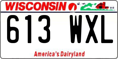 WI license plate 613WXL
