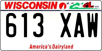 WI license plate 613XAW