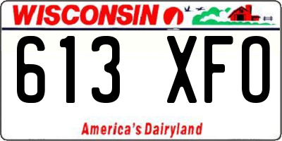 WI license plate 613XFO
