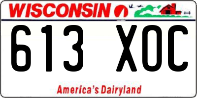 WI license plate 613XOC
