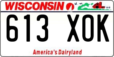 WI license plate 613XOK