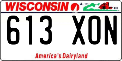 WI license plate 613XON