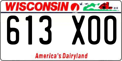 WI license plate 613XOO