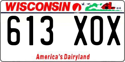 WI license plate 613XOX
