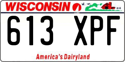 WI license plate 613XPF