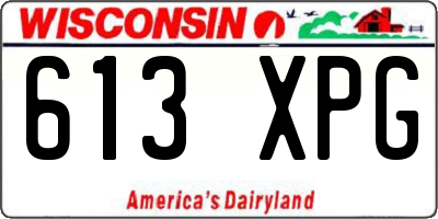 WI license plate 613XPG