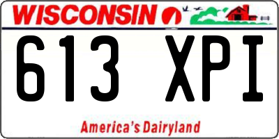 WI license plate 613XPI