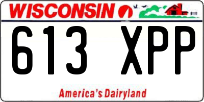 WI license plate 613XPP
