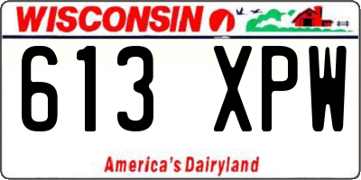 WI license plate 613XPW
