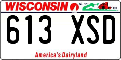 WI license plate 613XSD