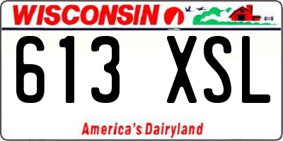 WI license plate 613XSL