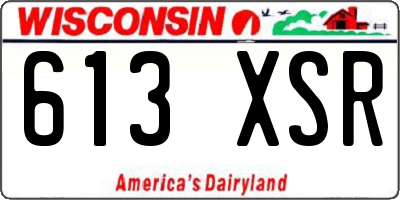 WI license plate 613XSR
