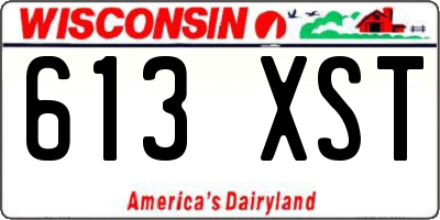 WI license plate 613XST