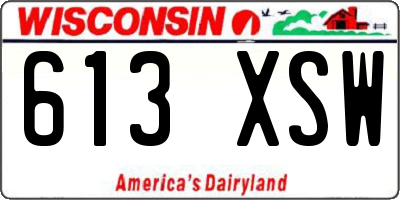 WI license plate 613XSW