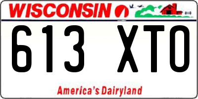 WI license plate 613XTO