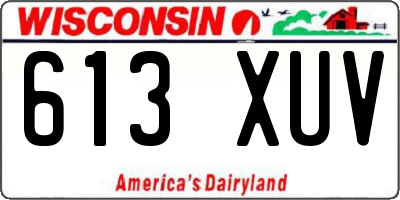 WI license plate 613XUV