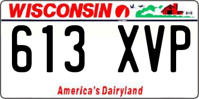 WI license plate 613XVP