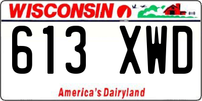WI license plate 613XWD