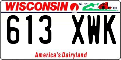 WI license plate 613XWK