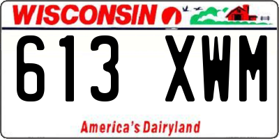 WI license plate 613XWM