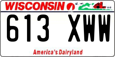 WI license plate 613XWW