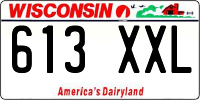 WI license plate 613XXL