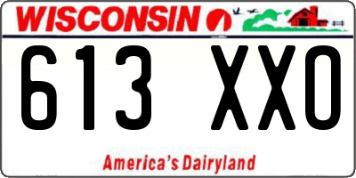 WI license plate 613XXO