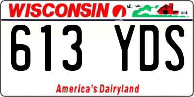 WI license plate 613YDS
