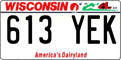 WI license plate 613YEK