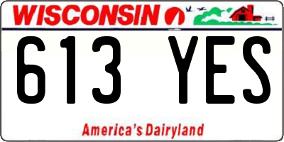 WI license plate 613YES