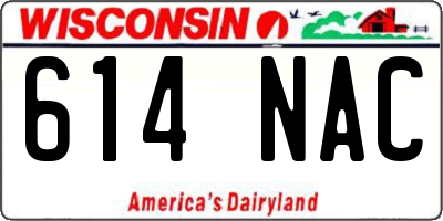 WI license plate 614NAC