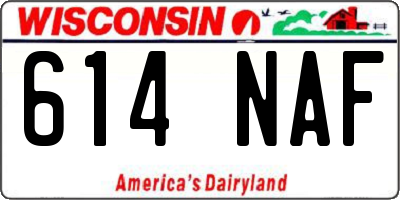 WI license plate 614NAF