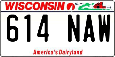 WI license plate 614NAW