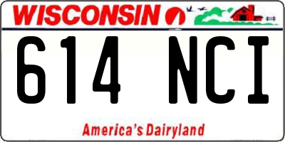 WI license plate 614NCI