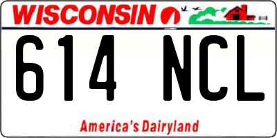 WI license plate 614NCL