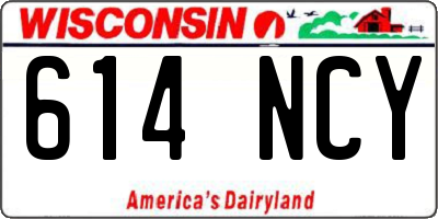 WI license plate 614NCY