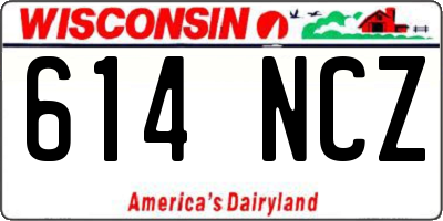 WI license plate 614NCZ
