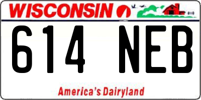 WI license plate 614NEB