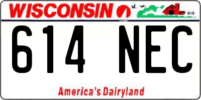 WI license plate 614NEC