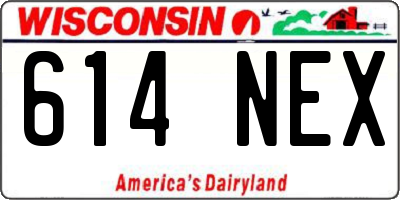 WI license plate 614NEX