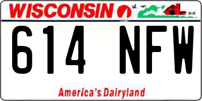 WI license plate 614NFW