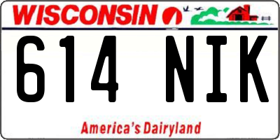 WI license plate 614NIK