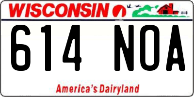 WI license plate 614NOA