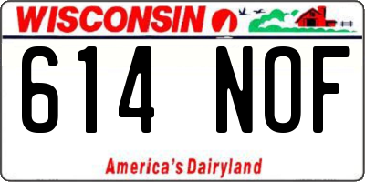 WI license plate 614NOF