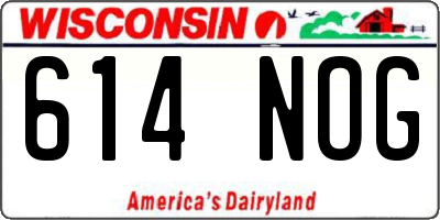 WI license plate 614NOG