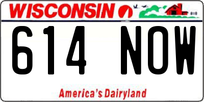 WI license plate 614NOW