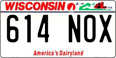 WI license plate 614NOX