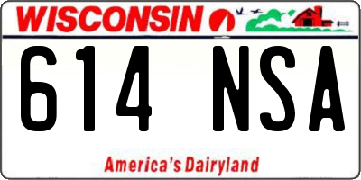 WI license plate 614NSA